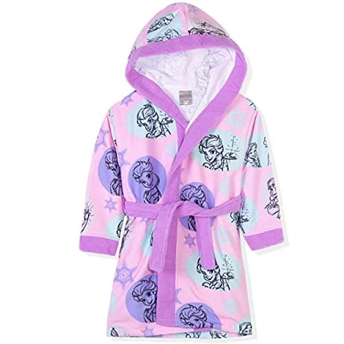 Fleece bathrobe with hood for girl princess Elsa Frozen purple colour