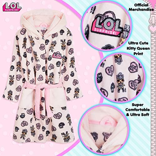 Girl's bathrobe LOL doll pink with hood