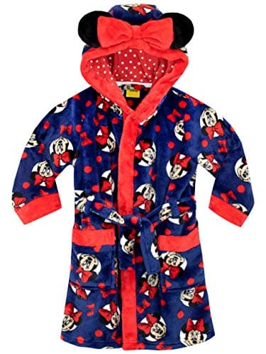 Minnie blue and red girl's dressing gown with hood and little Mickette ears