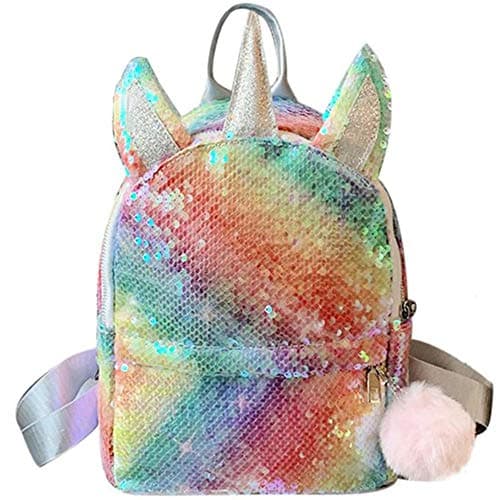Unicorn backpack with horn, ears and pompom, for girls