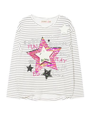 Desigual T-shirt with a glittery pink star for girl