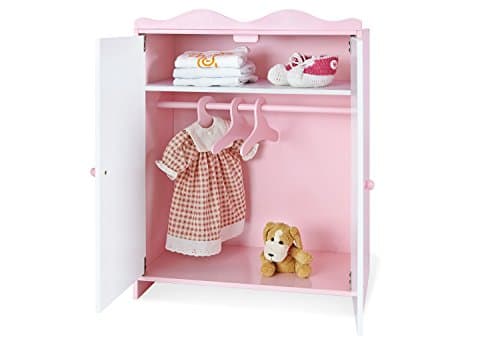 Pink and white wardrobe for doll's clothes, 61 cm high Pinolino