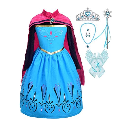 Anna dress dark blue with tulips, Cosplay Frozen princess dress
