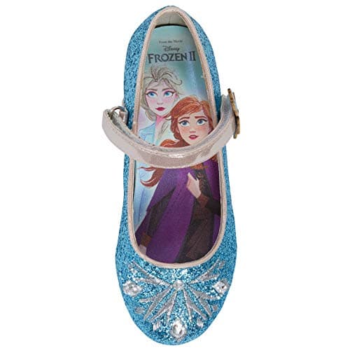 Blue glitter pumps with small heels and bow detail for elegant princess and glamorous little girl