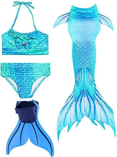 Galaxy mermaid swimsuit with tail and bikini and monofin