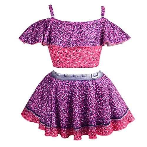 Lito Angels LOL Surprise doll purple queen swimming costume with skirt for girls