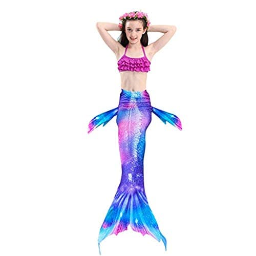 Girl's Rainbow Mermaid Swimsuit and Tail Set