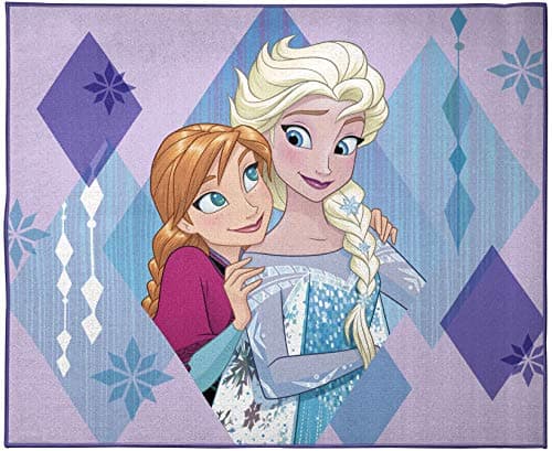 Large purple carpet for girl with Elsa and Anna
