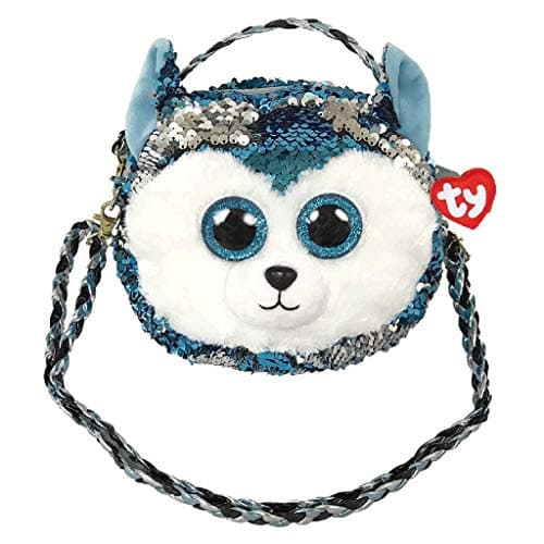 Original Ty blue plush dog purse with sequins