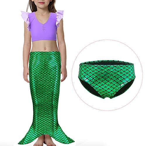 Mermaid princess costum set for girls in purple and green satin
