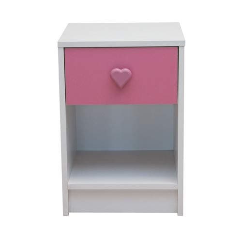 Original pink bedside table in wood  with heart