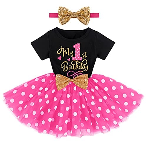 Pink and gold tutu Minnie dress for first birthday party