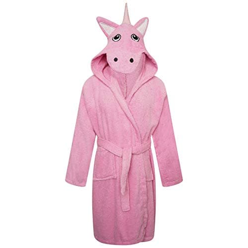Pink unicorn bathrobe for girls with 3D horn