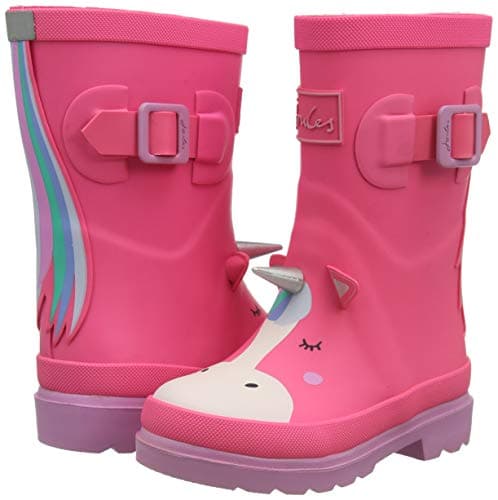 Pink unicorn rain boots for girls by Joules