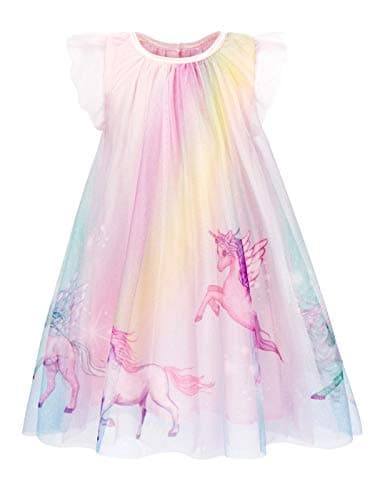 Multicoloured unicorn summer dress