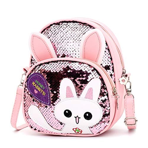 Small pink bag with sequins and rabbit motif