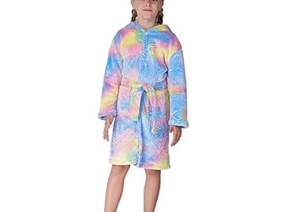 Very soft hooded Bathrobe in rainbow vibes