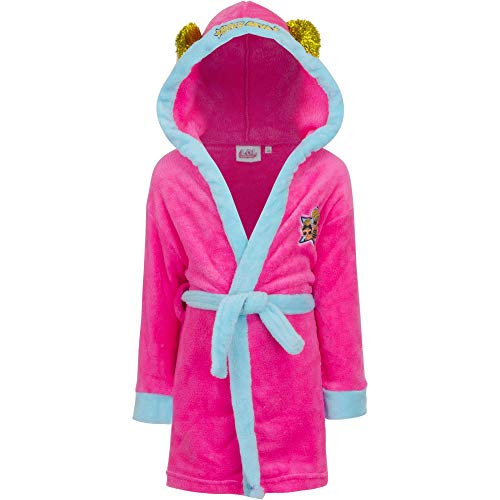  Girl's bathrobe LOL doll pink fushia with hood and little ears from 3 to 10 years old
