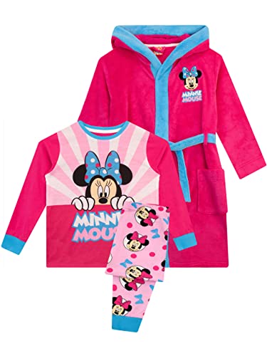  Minnie pink  girl's dressing gown with matching pyjamas