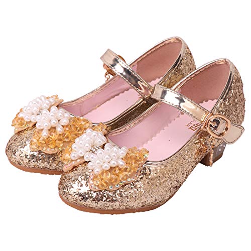 Silver glitter and bow jewels shoe with small heel for girl for princess or snow white outfit