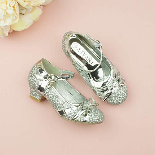 Adorable sparkly shoes with silver glitter and bow