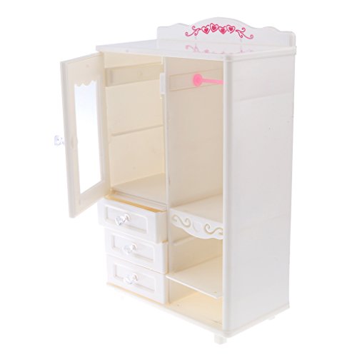 White plastic wardrobe for Barbie doll clothes