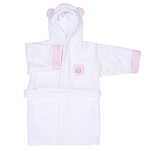 Baby girl's thick organic cotton bathrobe with hood