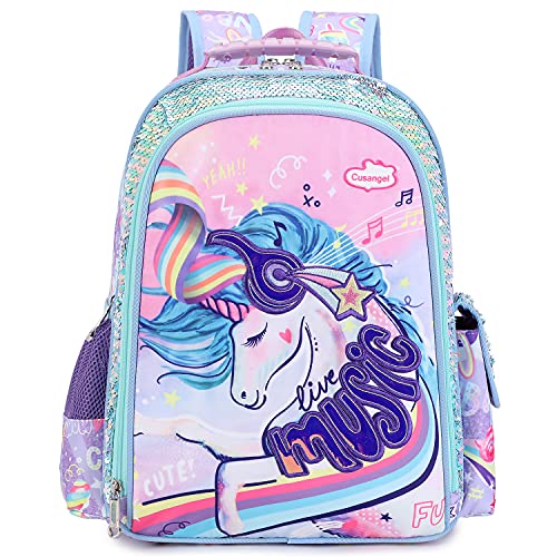 Large unicorn backpack with sequins for girls