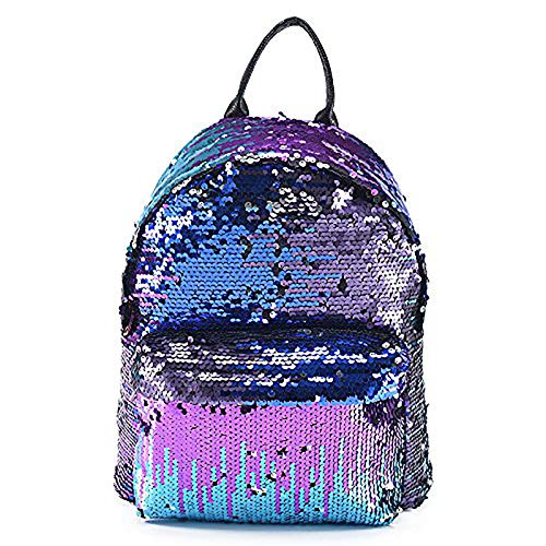 Reversible Sequin Backpack for School or Leisure 40cm x 38cm Purple