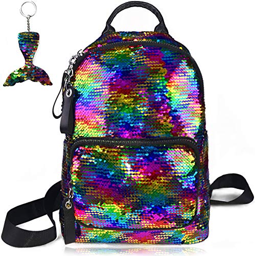 Reversible rainbow mermaid backpack for school or leisure 29.2 x 11.9 x 39.4 cm