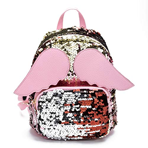 Small sequined backpack with pink wings 11 x 21 x 23cm