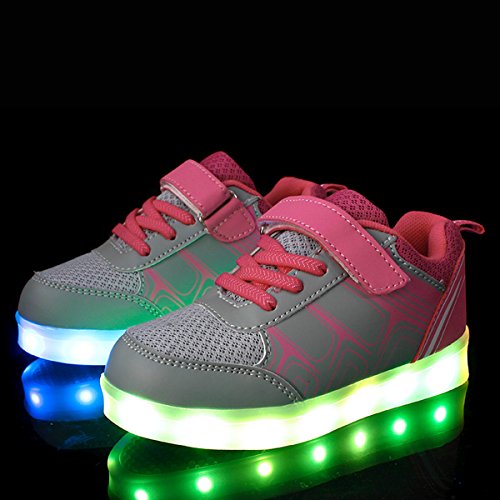 Rechargeable grey and pink low top trainers for girls Dogeek