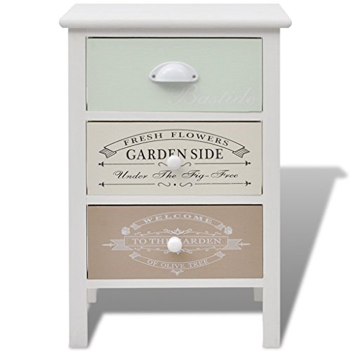 Bedside table in cream with romantic look