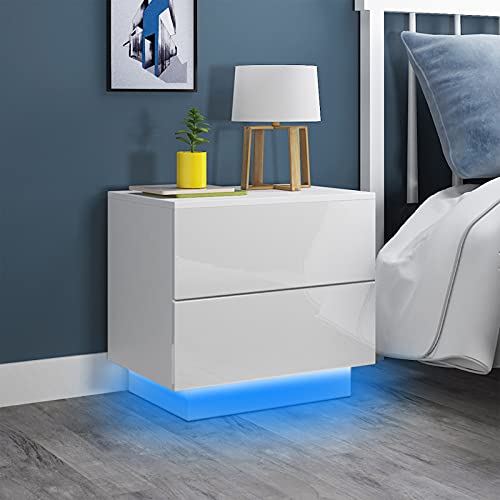 Bedside table with modern futuristic look and  LED light for girl 's bedroom