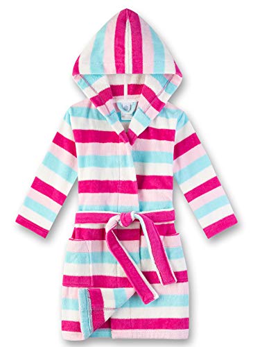 Blue and pink striped bathrobe for girls 5-8 years