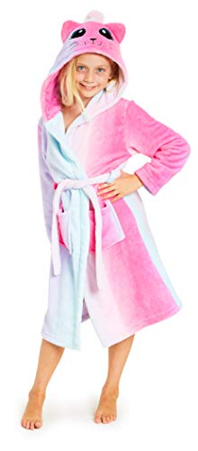 Warm cat bathrobe dressing gown  with 3D ears for girl 