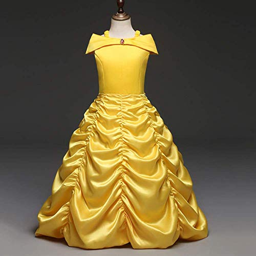 Girl's yellow frilly princess dress with low-cut bust
