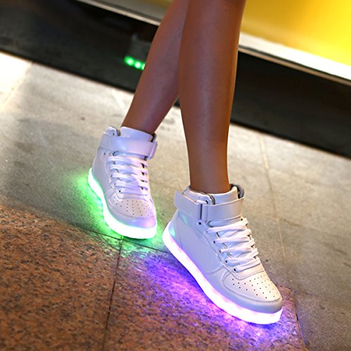 DoGeek Led light up girl sneakers, white flashing rechargeable LED trainers