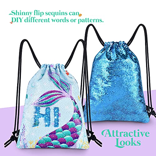 Drawstring unicorn bag with reversible sequins