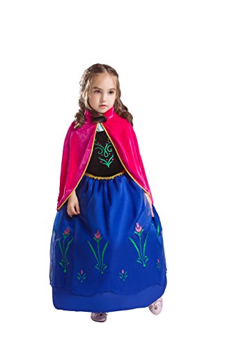 Anna dress dark blue with tulips, Cosplay Frozen princess dress