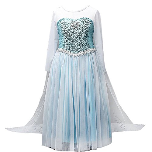 Elsa dress with embroidered corset and chic white cape