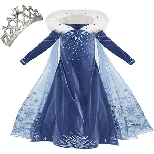 Soft Elsa dress with fur collar, Cosplay costume for girls