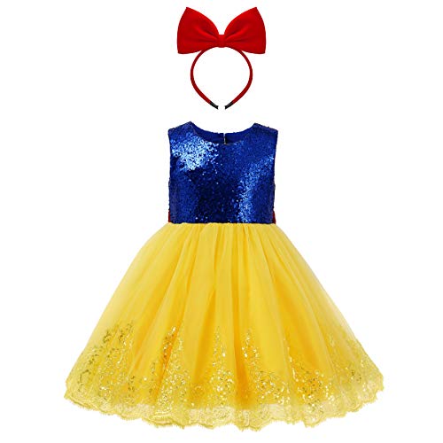 Snow White dress with veil petticoat and braided corset for girls from 1 to 5 years