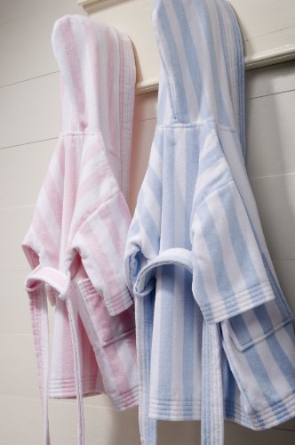 Essix pink or blue striped bathrobe for girls Small boat from 0 to 14 years old 100 % cotton terry velour