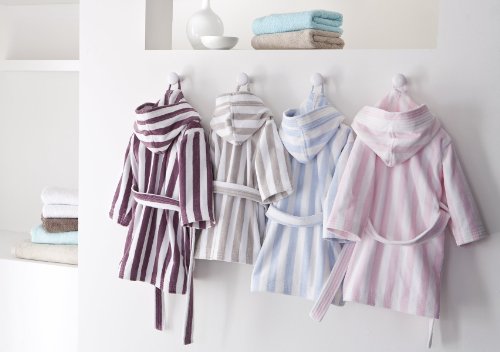 Essix striped bathrobe for girls Small boat from 0 to 14 years old 100 % cotton terry velour jacquard