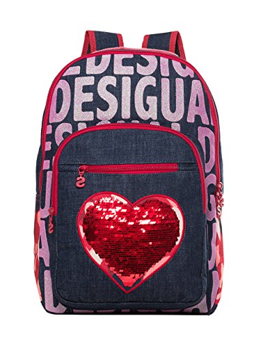 Fashionable school backpack with reversible sequin heart Desigual