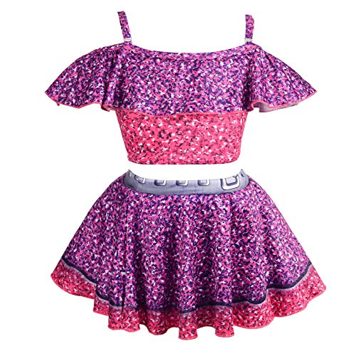 Lito Angels LOL Surprise doll purple queen swimming costume with skirt for girls