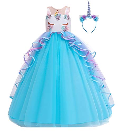 Girl's blue unicorn tutu dress