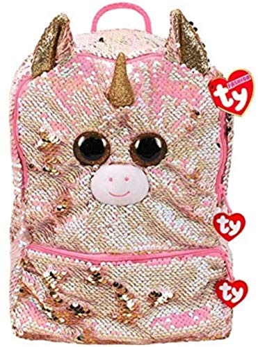 Girl's backpack in the shape of a plush unicorn with reversible pink sequins Ty
