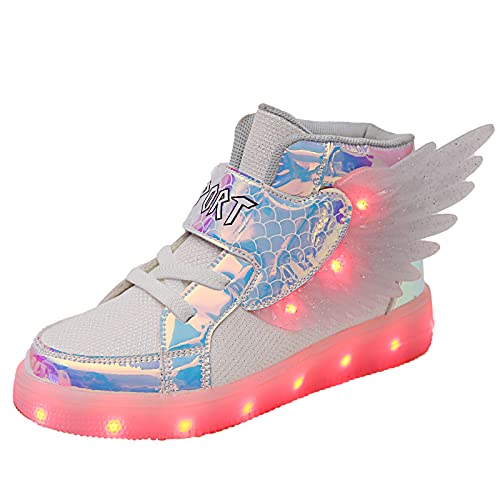 Girl's iridescent sneakers with light up LED and wings